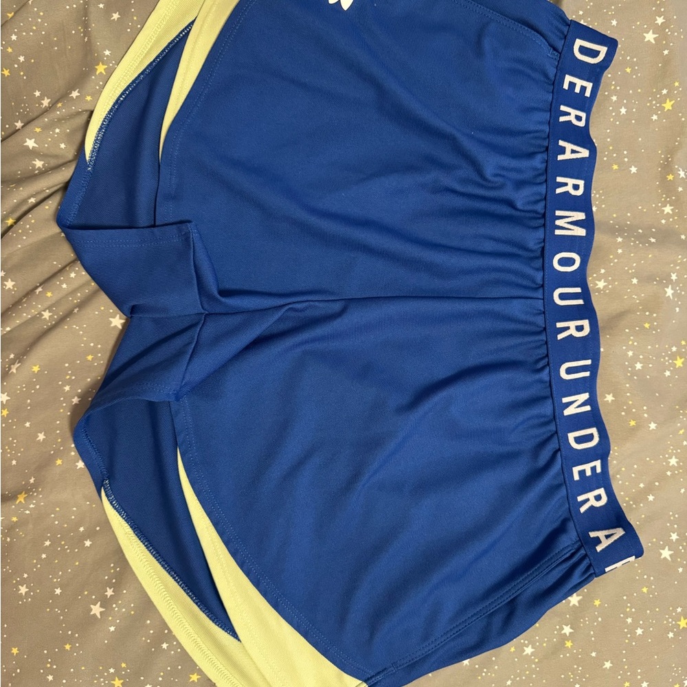 Under Armour Navy and Yellow Performance Shorts